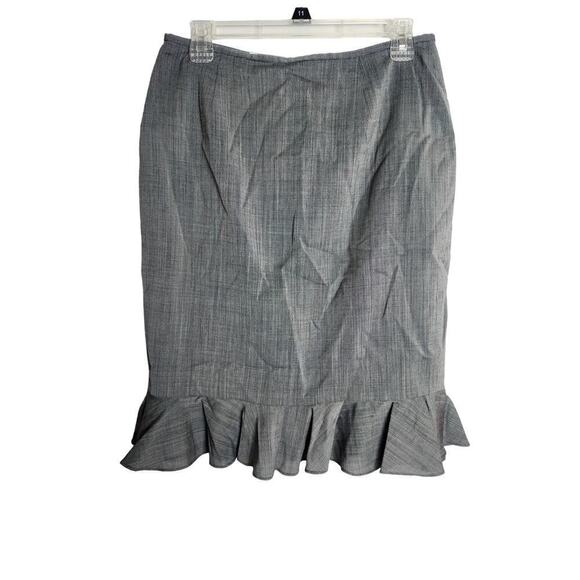Lafayette 148 wool blend ruffle hem skirt sz 10P back zip career professional - Picture 1 of 10